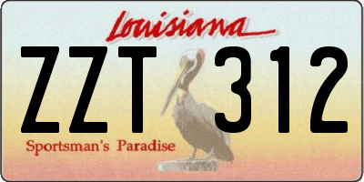 LA license plate ZZT312