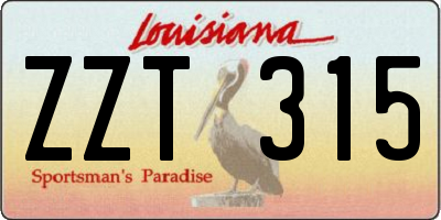 LA license plate ZZT315