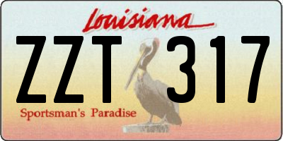 LA license plate ZZT317