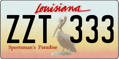 LA license plate ZZT333