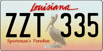 LA license plate ZZT335