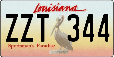 LA license plate ZZT344