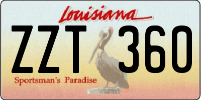 LA license plate ZZT360