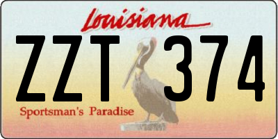 LA license plate ZZT374