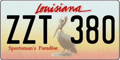 LA license plate ZZT380