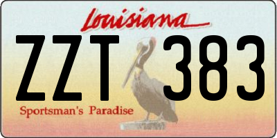 LA license plate ZZT383