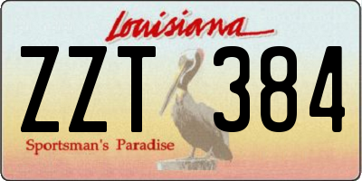 LA license plate ZZT384