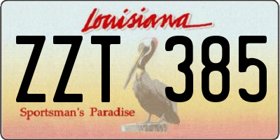 LA license plate ZZT385