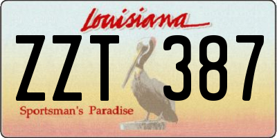 LA license plate ZZT387