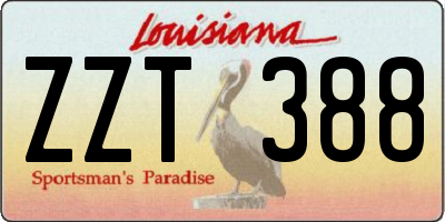 LA license plate ZZT388