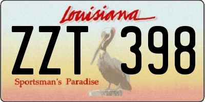 LA license plate ZZT398