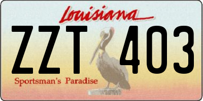 LA license plate ZZT403