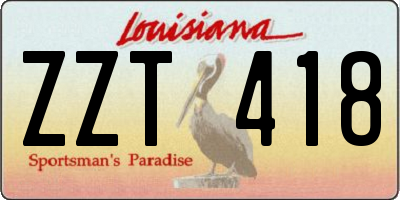 LA license plate ZZT418