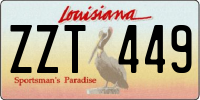 LA license plate ZZT449