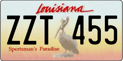 LA license plate ZZT455