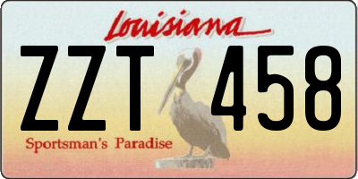 LA license plate ZZT458