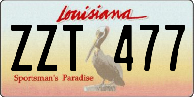 LA license plate ZZT477