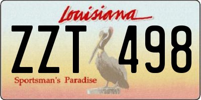 LA license plate ZZT498