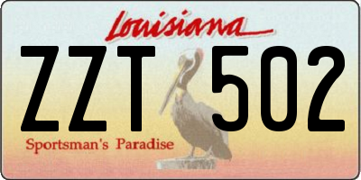 LA license plate ZZT502