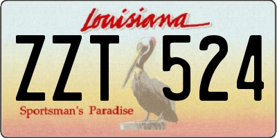 LA license plate ZZT524