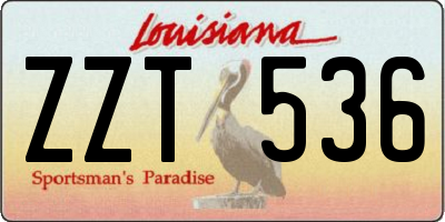 LA license plate ZZT536