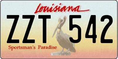 LA license plate ZZT542