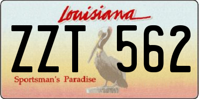 LA license plate ZZT562