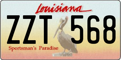 LA license plate ZZT568