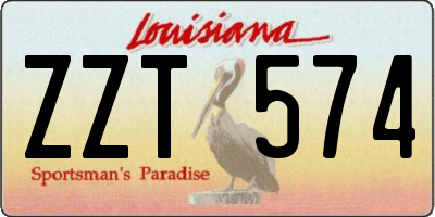 LA license plate ZZT574