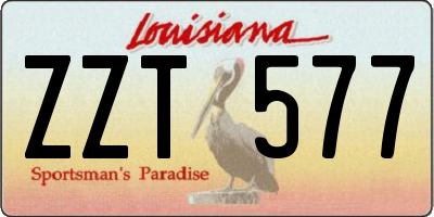 LA license plate ZZT577