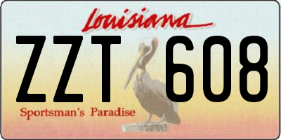 LA license plate ZZT608