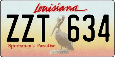 LA license plate ZZT634