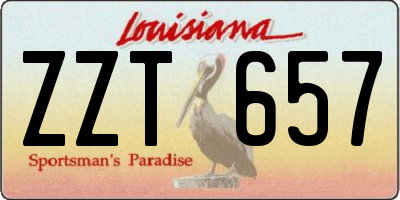 LA license plate ZZT657