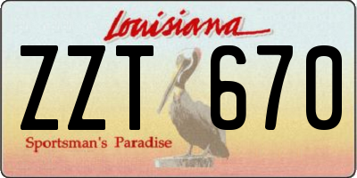 LA license plate ZZT670