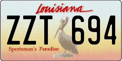 LA license plate ZZT694