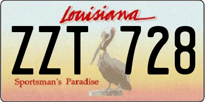 LA license plate ZZT728