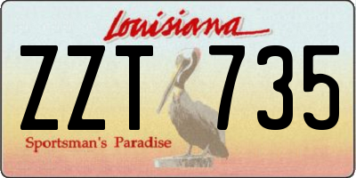 LA license plate ZZT735