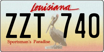 LA license plate ZZT740