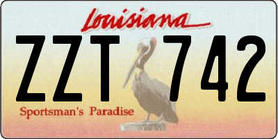 LA license plate ZZT742