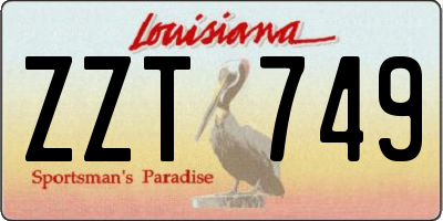 LA license plate ZZT749
