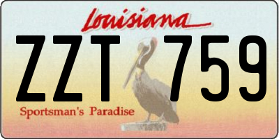 LA license plate ZZT759