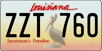 LA license plate ZZT760