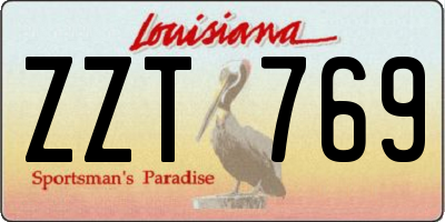 LA license plate ZZT769