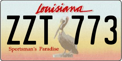 LA license plate ZZT773