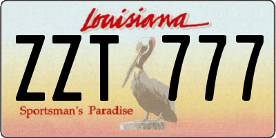 LA license plate ZZT777