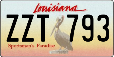 LA license plate ZZT793