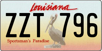 LA license plate ZZT796
