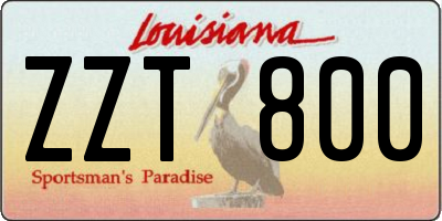 LA license plate ZZT800