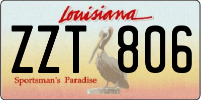 LA license plate ZZT806