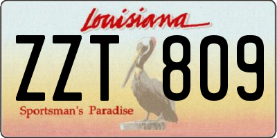 LA license plate ZZT809